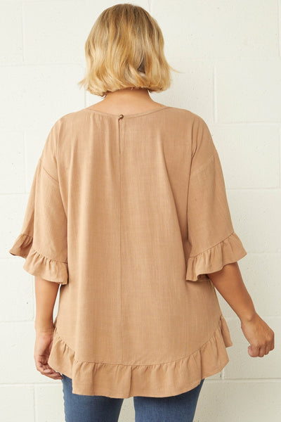 Ruffle Hem Tunic Top in Plus Size by Entro Clothing
