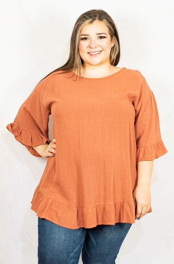 Ruffle Hem Tunic Top in Plus Size by Entro Clothing