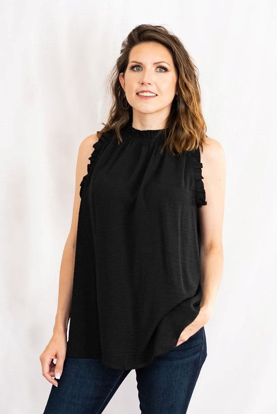 Ruffle Mock Neck Tank Top by Jodifl Clothing