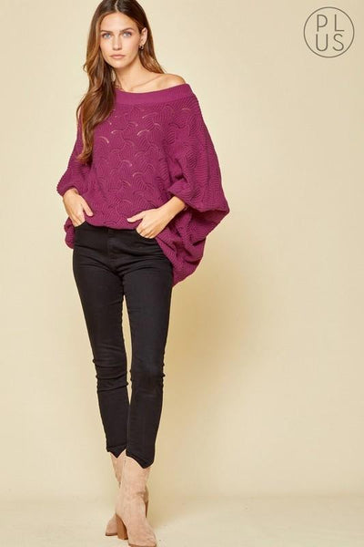 Scalloped Hem Dolman Sweater Plus Size by Andree by Unit