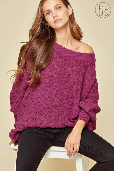 Scalloped Hem Dolman Sweater Plus Size by Andree by Unit