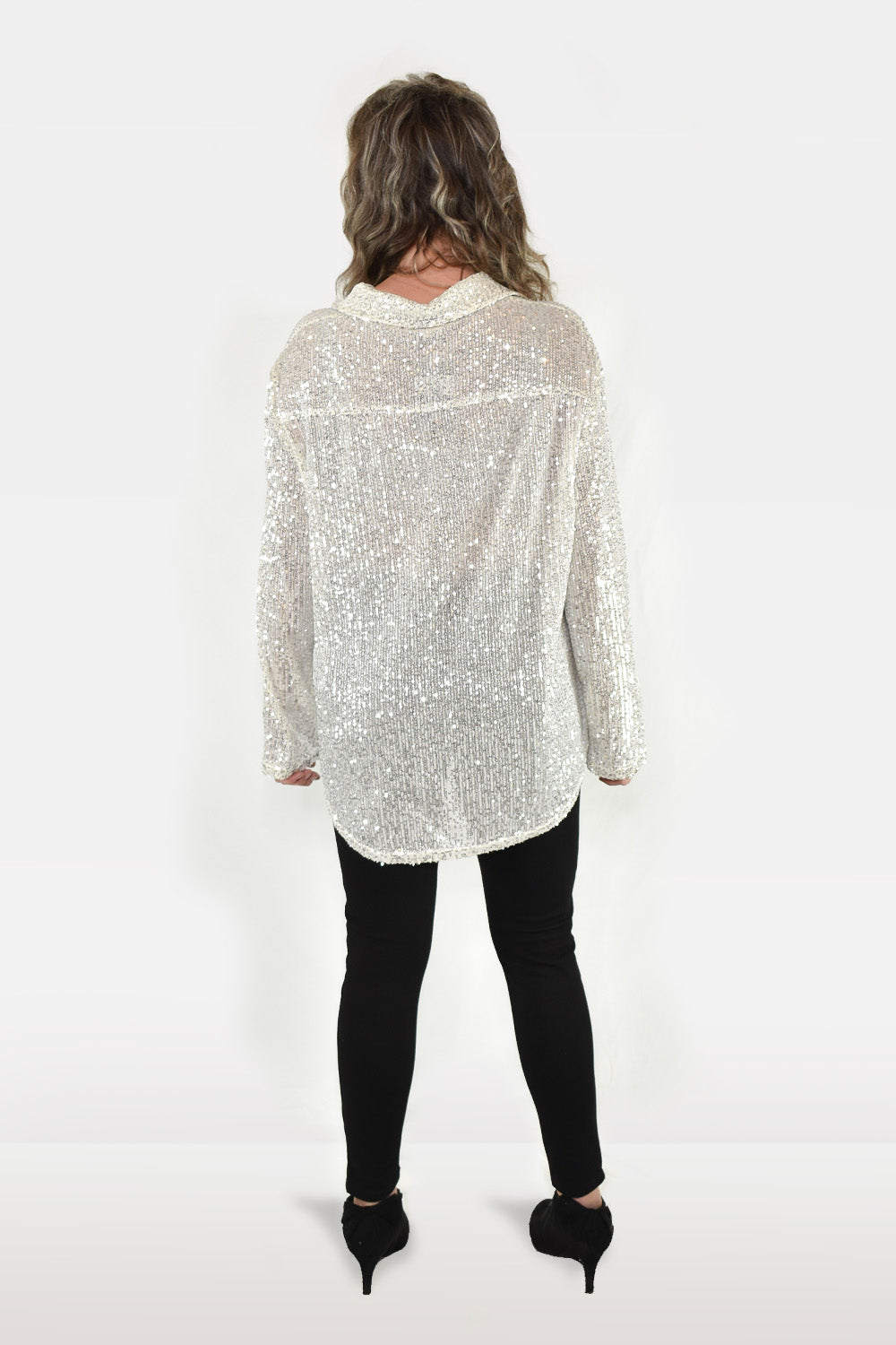 Sequin Adorned Button Down Blouse by POL Clothing