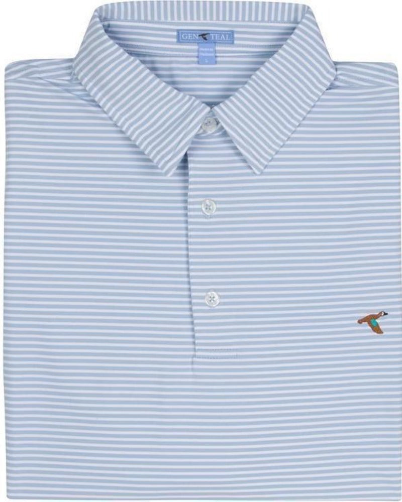 Slate Clubhouse Stripe Performance Polo Shirt by GenTeal Apparel