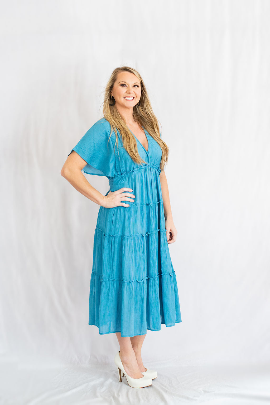 chinese dress ladies Umgee Clothing Smocked V-Neck Tiered Maxi Dress – Hometown Heritage Boutique