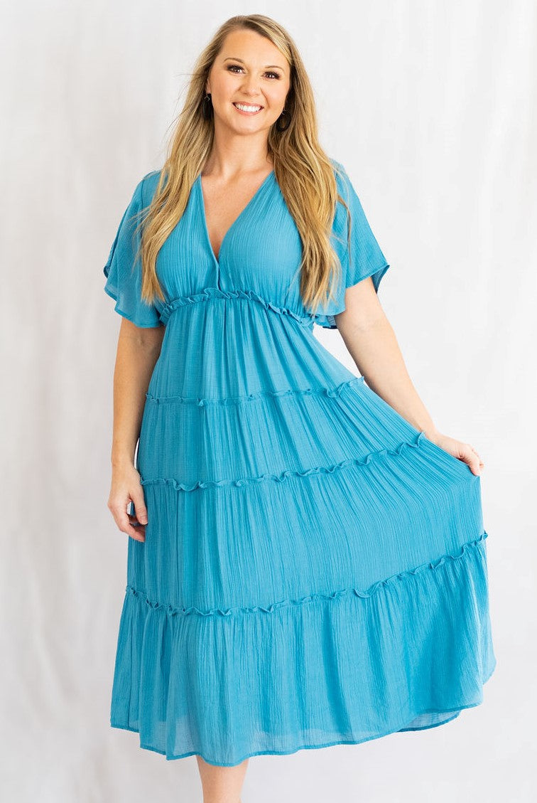 Umgee Clothing Smocked V-Neck Tiered Maxi Dress – Hometown Heritage