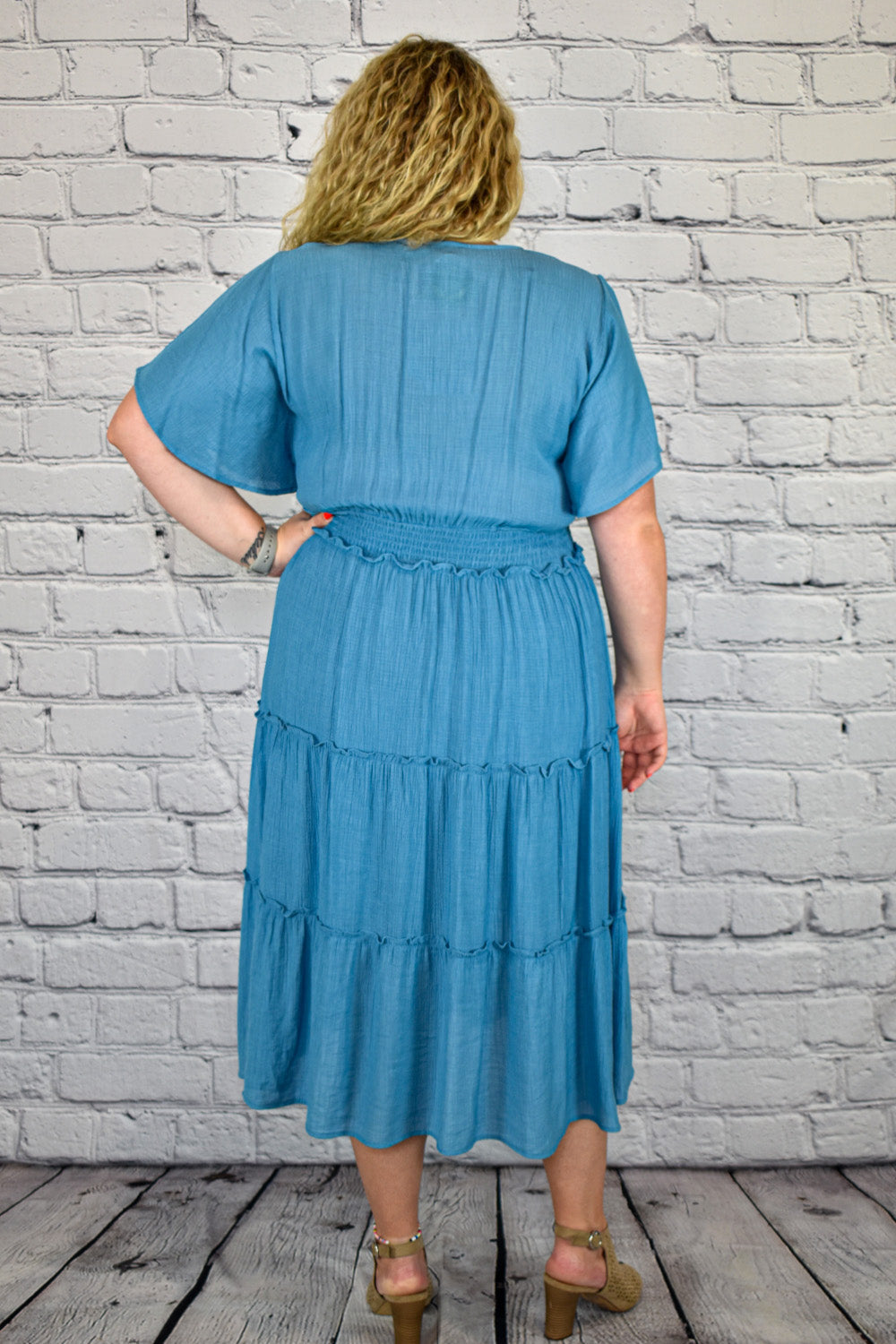 Umgee Plus Size Smocked V-Neck Tiered Maxi Dress 1XL Umgee Plus Size Smocked V-Neck Tiered Maxi Dress 1XL