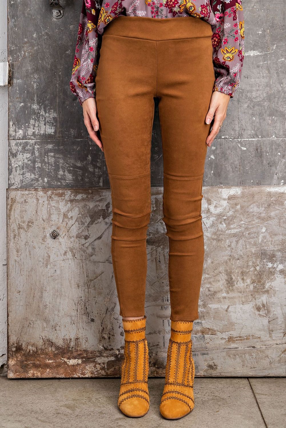 Soft Suede High Waist Moto Leggings by Easel Clothing