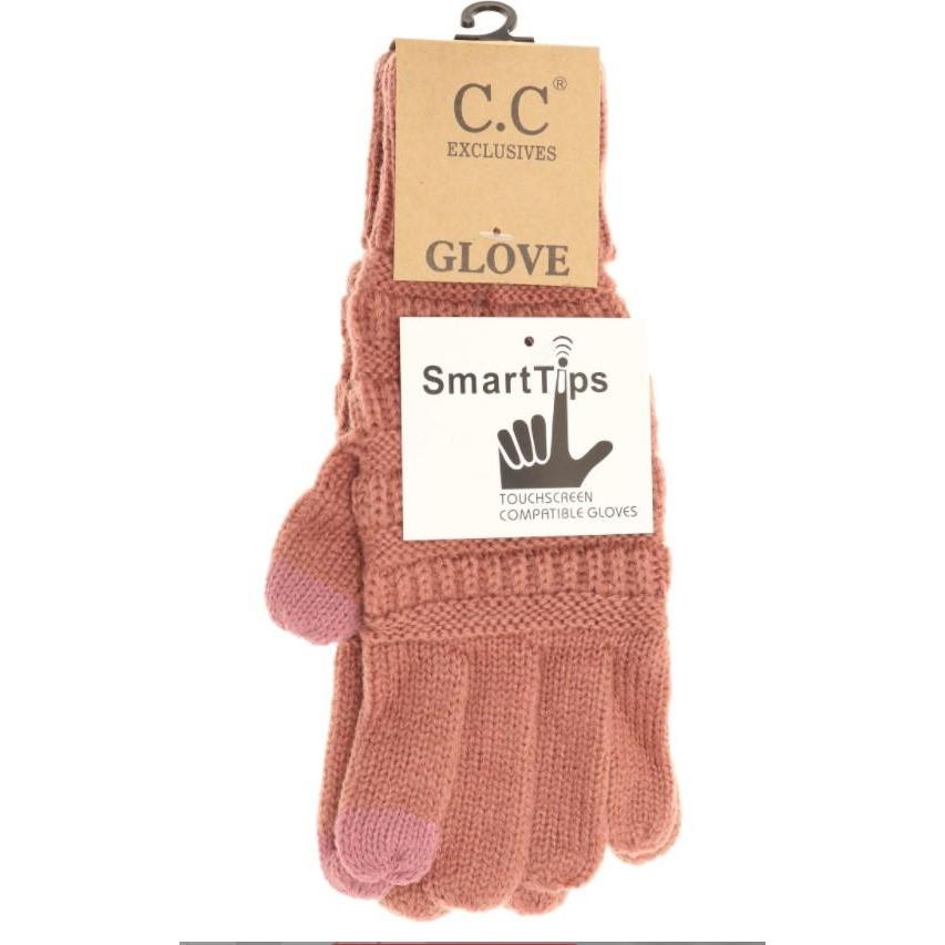 Solid Cable Knit CC Gloves by C.C Beanie