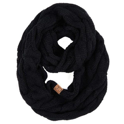 Solid Cable Knit CC Infinity Scarf by C.C Beanie