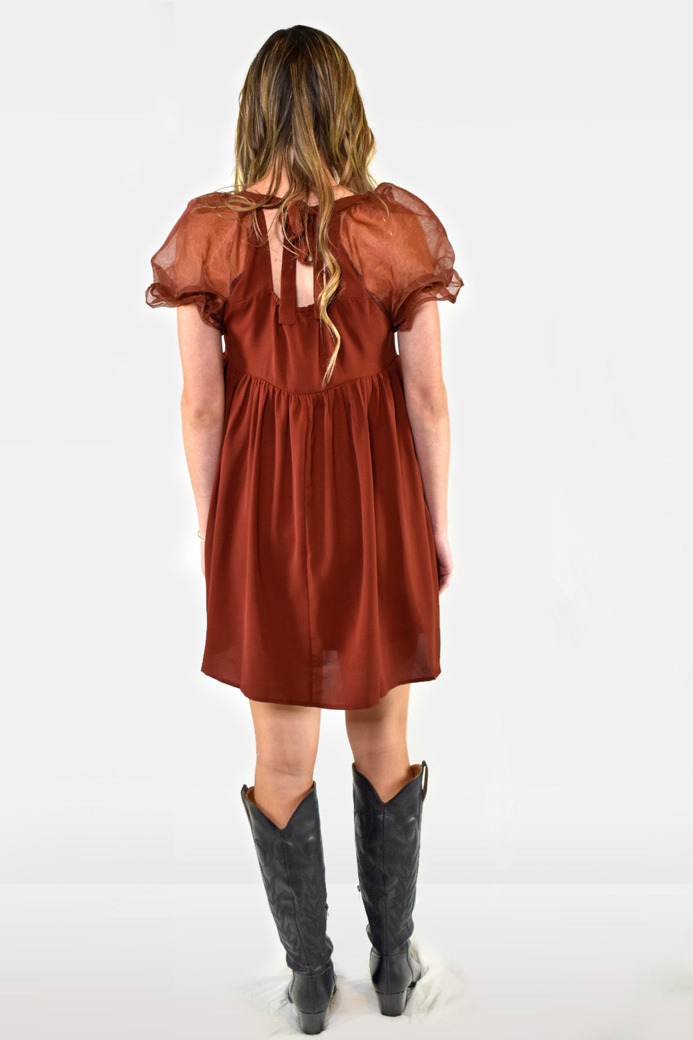 brown babydoll dress Entro Clothing Square Neck Mini Babydoll Dress – Hometown Heritage Boutique