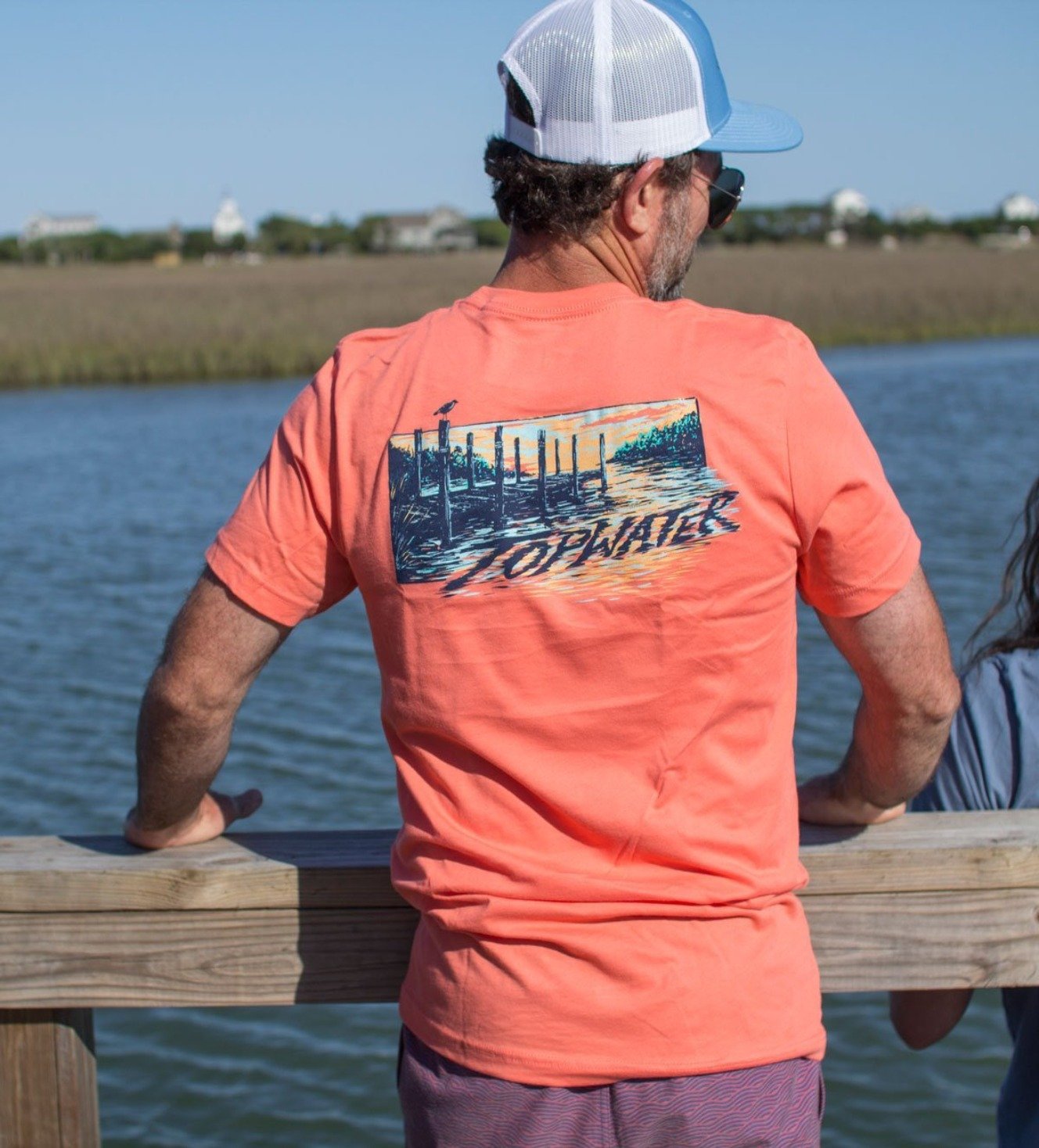 Sunset Lake Dock - Short Sleeve T-Shirt by Topwater
