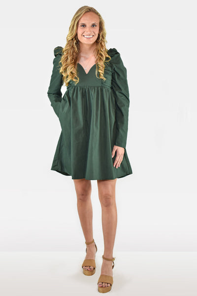 Sweetheart Neckline Long Sleeve Mini Dress with Puff Shoulder Detail by Entro Clothing