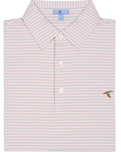 Turquoise Harbor Stripe Performance Polo by GenTeal Apparel