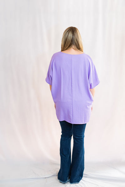 V-Neck Boxy Top With Front Pocket by Bibi Clothing
