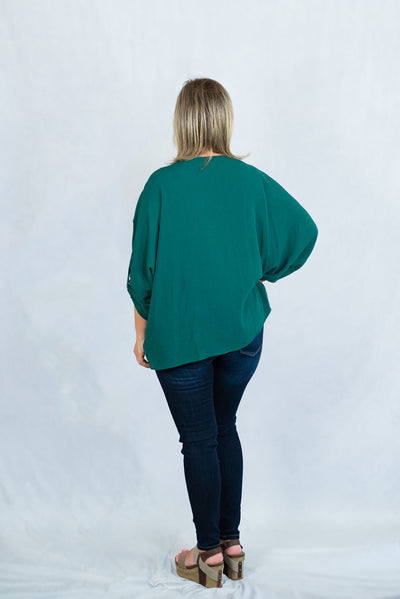 V-Neck Half Sleeve Blouse with Placket Detail by Entro Clothing
