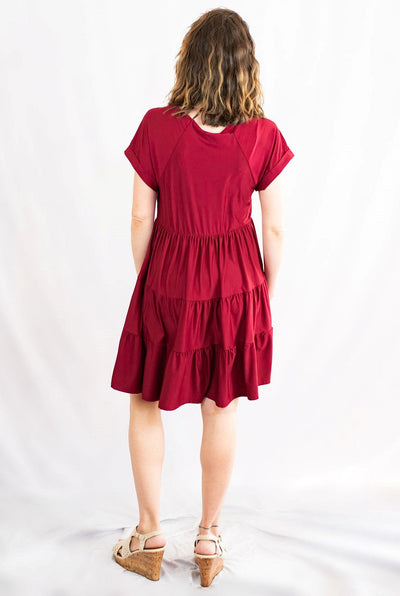 V-Neck Tiered Ruffle Babydoll Dress by Umgee Clothing
