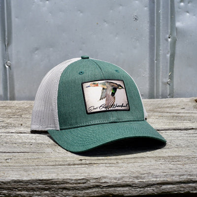 White Teal Duck Patch Trucker Hat by East Coast Waterfowl