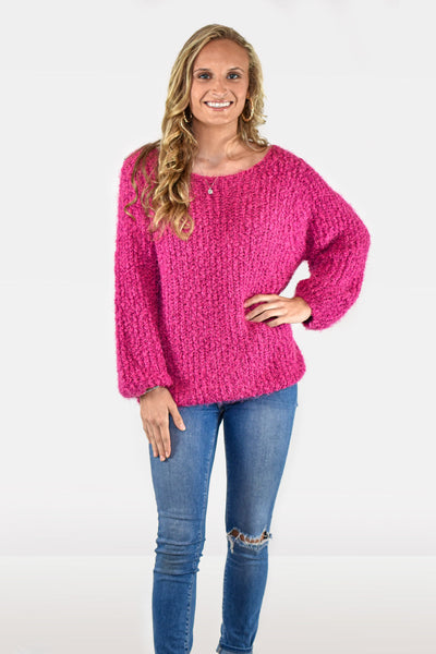 Wide Neck Magenta Alpaca Sweater by POL Clothing